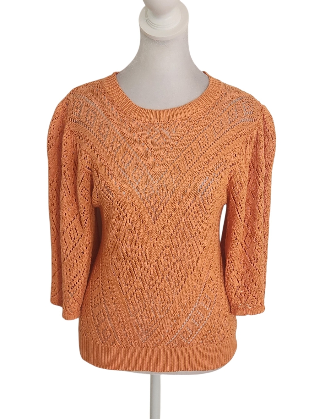 Oliver. O Orange Pointelle Knit Top Size Medium